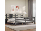 Bed frame with grey headboard 200x200 cm solid wood 26582GUUG