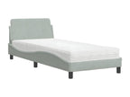 Bed with light grey mattress 80x200 velvet 36324WEEQ