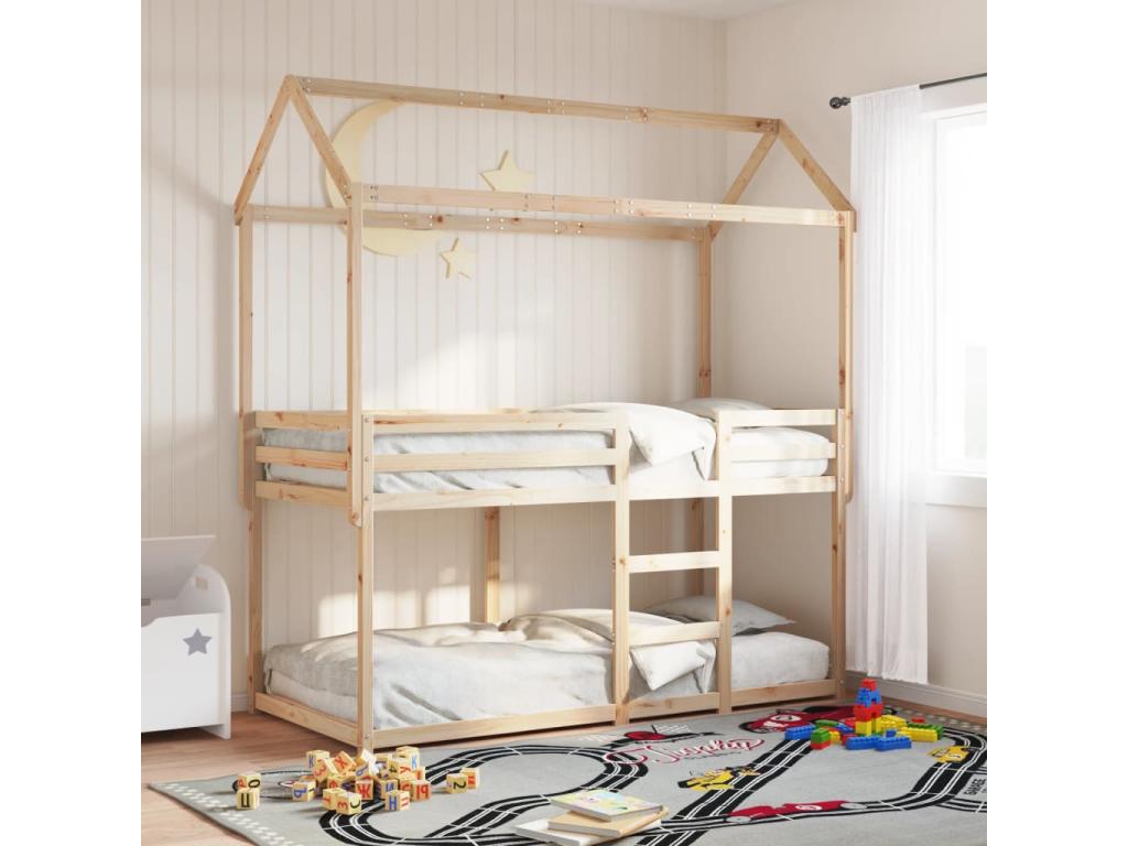 Bunk bed with roof 90x190 cm solid pine wood 64067QWIW