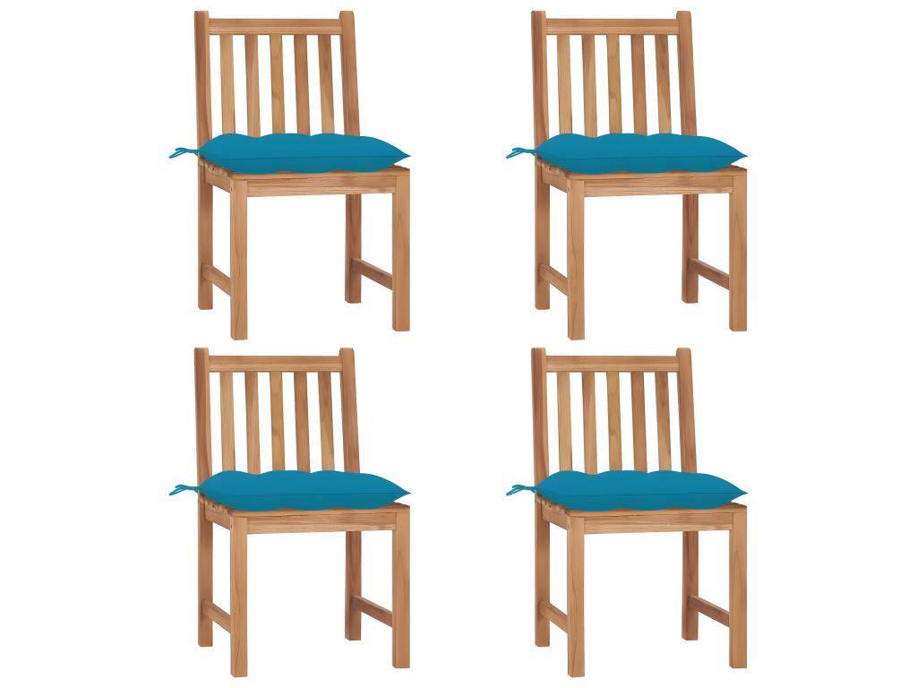 Set of 4 garden chairs with cushions, solid teak wood, 23554UQPQ