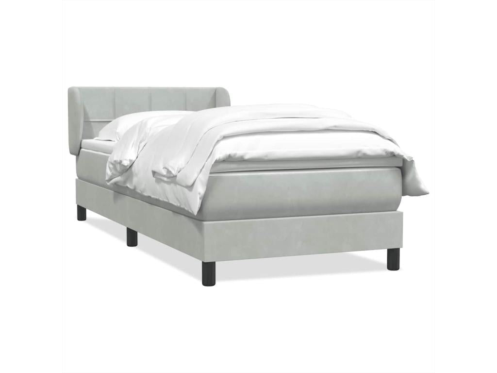 Calmetop bed base and light grey 80x210 cm velvet mattress 41885UFCS