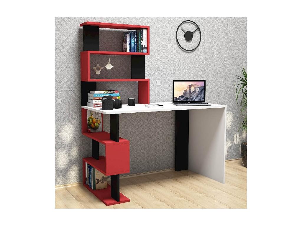 Nidchicshop Desk - White Red Black - 120x60x148.2 cm 70850LFLJ