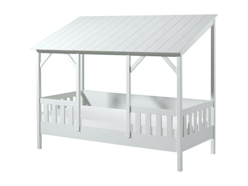 Calmetop 90x200cm White Children's Cabin Bed Set with Slatted Base and Mattress 74689NTEF