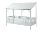 Calmetop 90x200cm White Children's Cabin Bed Set with Slatted Base and Mattress 74689NTEF