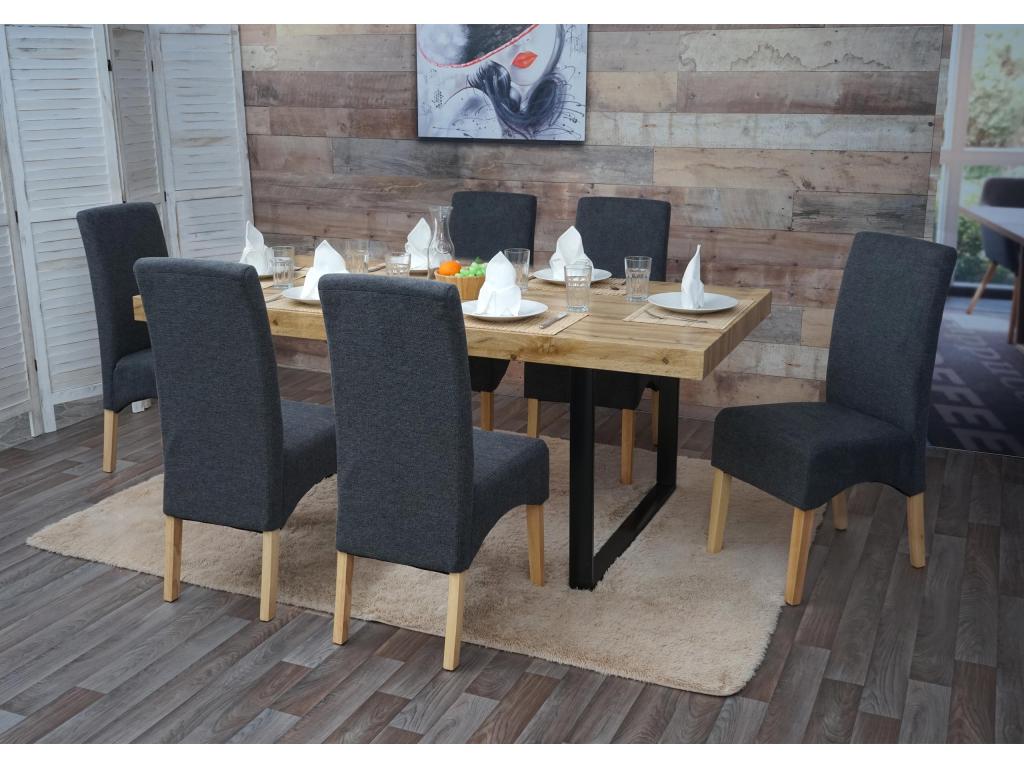 Set of 6 Calmetop dining chairs, kitchen chairs, fabric/textile - dark grey, light legs 74529SKUF