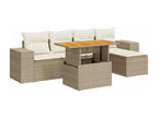 6-piece garden furniture set with cushions, beige wicker resin, 98221MUZW