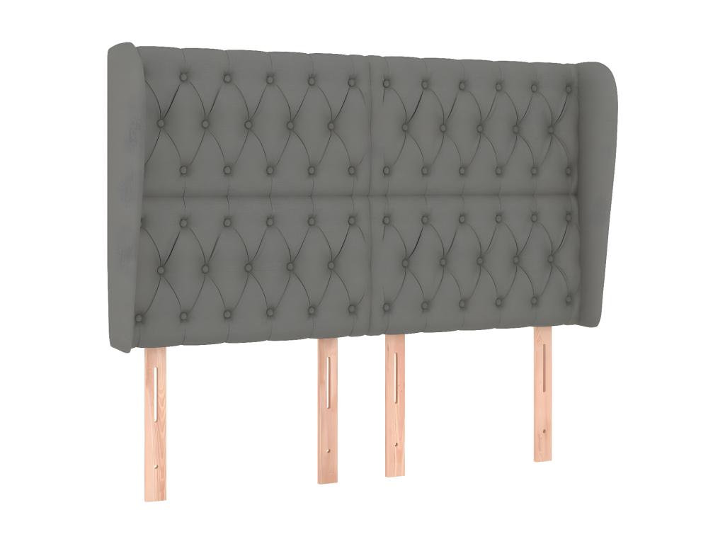 Headboard with wings, Dark Grey, 147x23x118/128 cm, Fabric, 15293CVVR