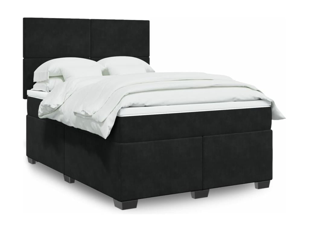 Nidchicshop bed base with mattress, black, 140x200 cm, velvet, 11731FYLT