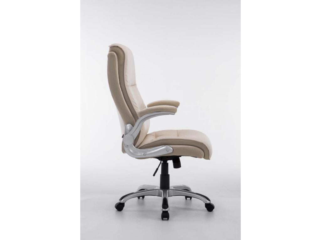 Office chair - Faux leather / Plastic - Cream - Calmetop 18248HJNP