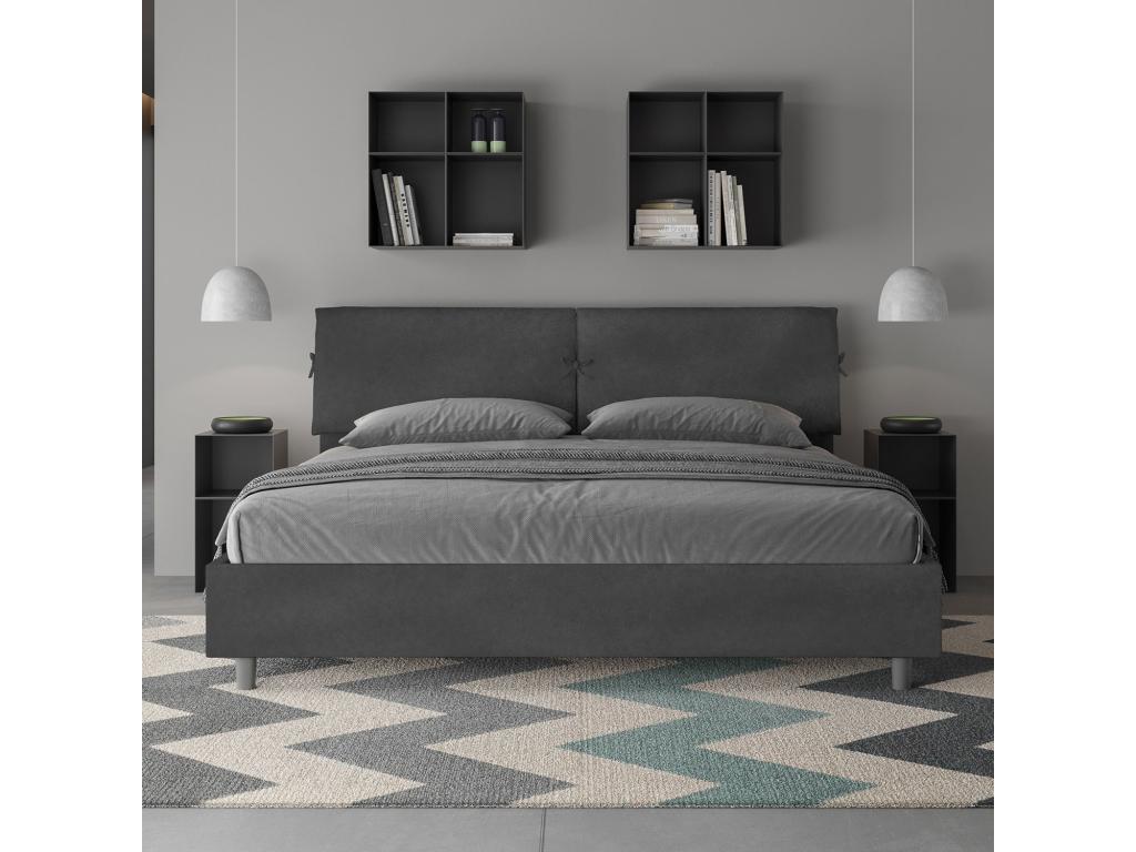 Calmetop size bed without slatted base, upholstered 200x210 cm, grey microfiber, Calmetop 43184IEFO