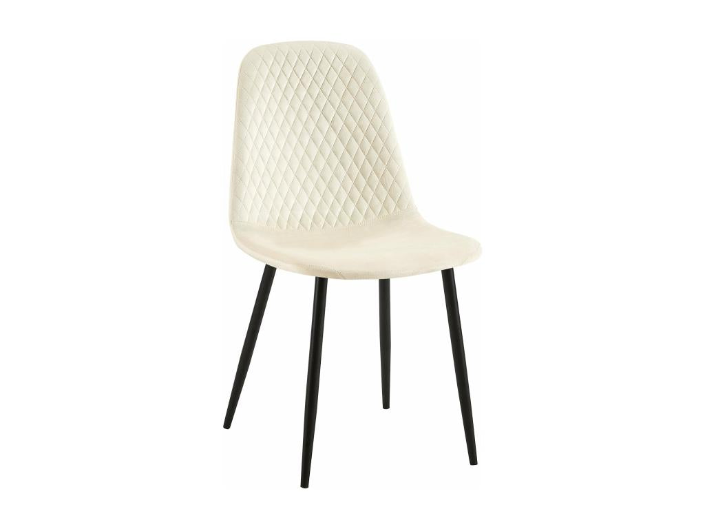 Calmetop dining chair x1 in a diamond pattern, cream velvet and black metal, 10 0002250 33737WMHY