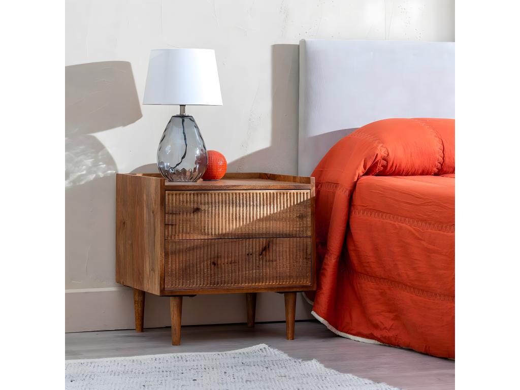 Calmetop - 2-Drawer Bedside Table in Textured Mango Wood 41238YJQF