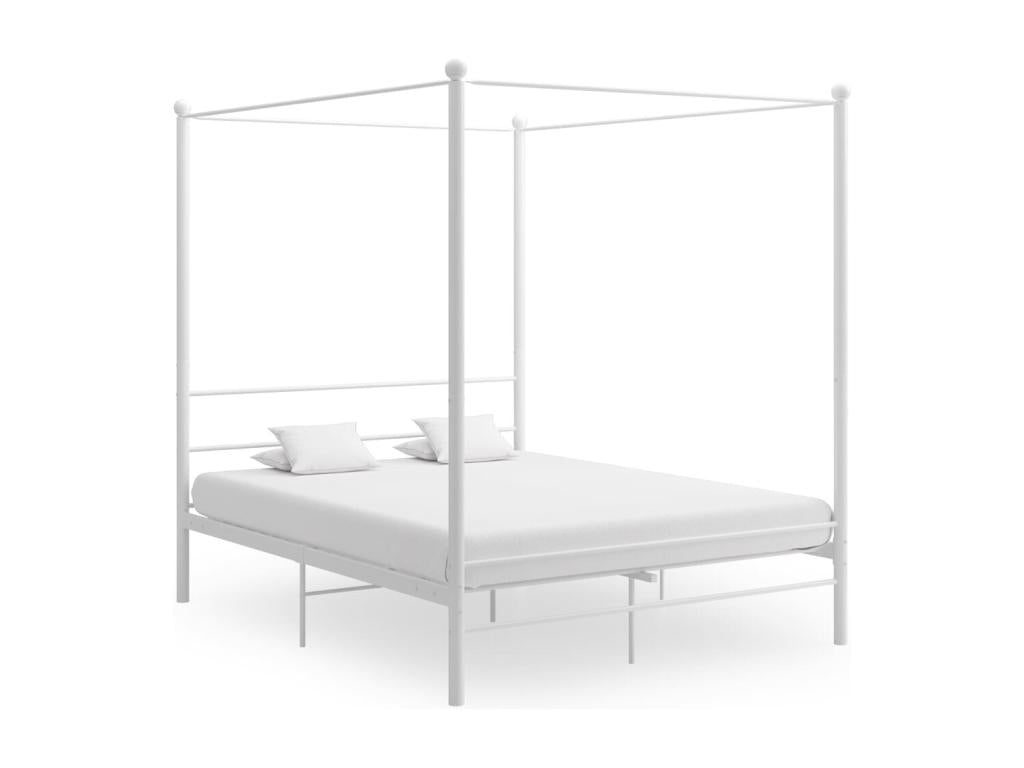 White Metal Canopy Bed Frame 160x200 cm 81294UVWX
