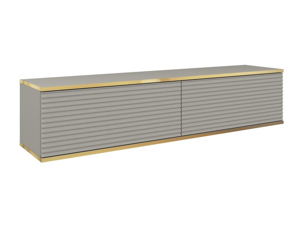 TV stand - 135 cm - slatted front - grey with gold inserts - Nidchicshop 09042QKHM