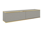 TV stand - 135 cm - slatted front - grey with gold inserts - Nidchicshop 09042QKHM