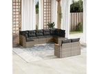9-piece garden furniture set with grey resin wicker cushions 85341VHDQ