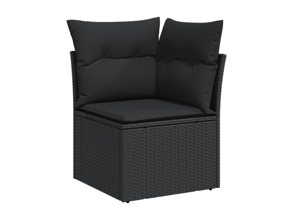 7-piece garden furniture set with cushions, black wicker resin, 24785FVSK