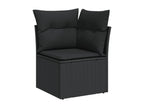 7-piece garden furniture set with cushions, black wicker resin, 24785FVSK
