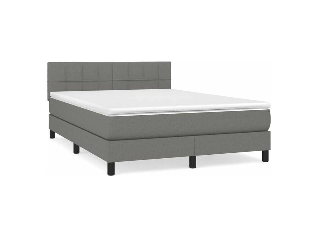 Calmetop bed base with mattress, dark grey, 140x200 cm, fabric, 19088PSJN