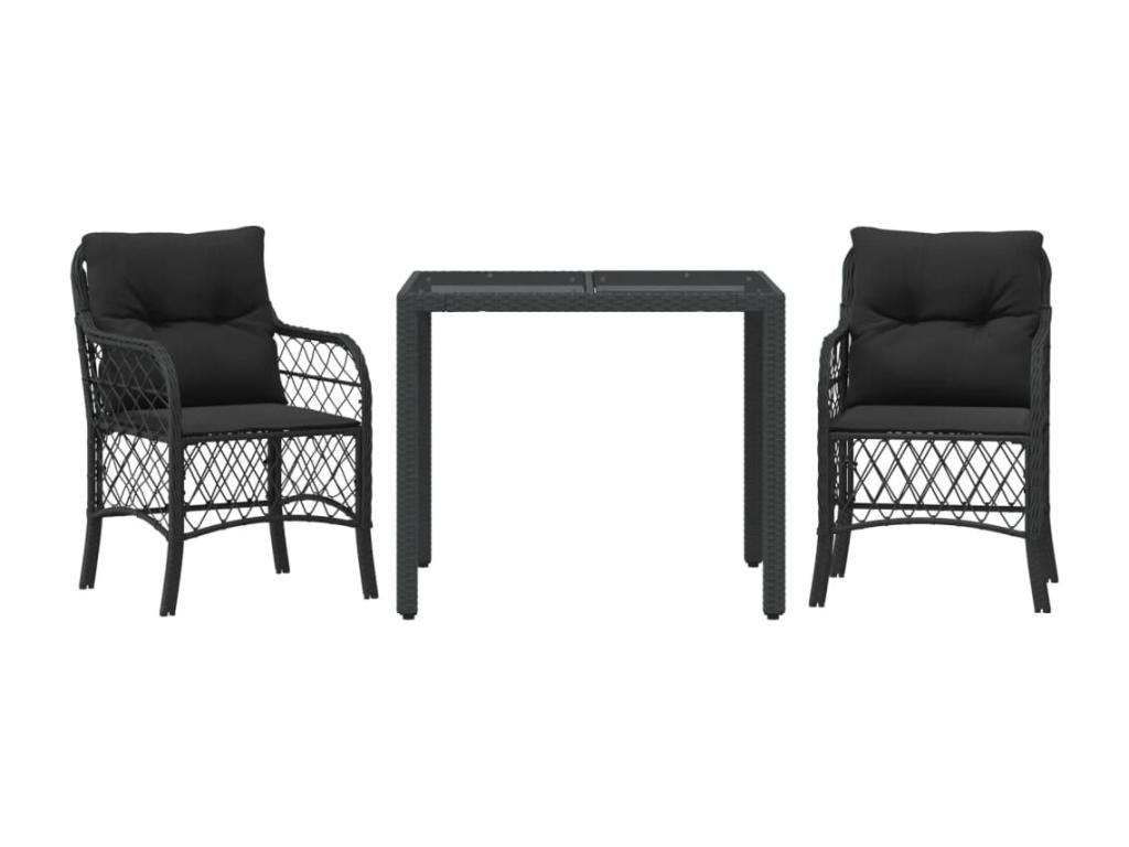 Calmetop 3-piece set with black resin wicker cushions 70555HACS
