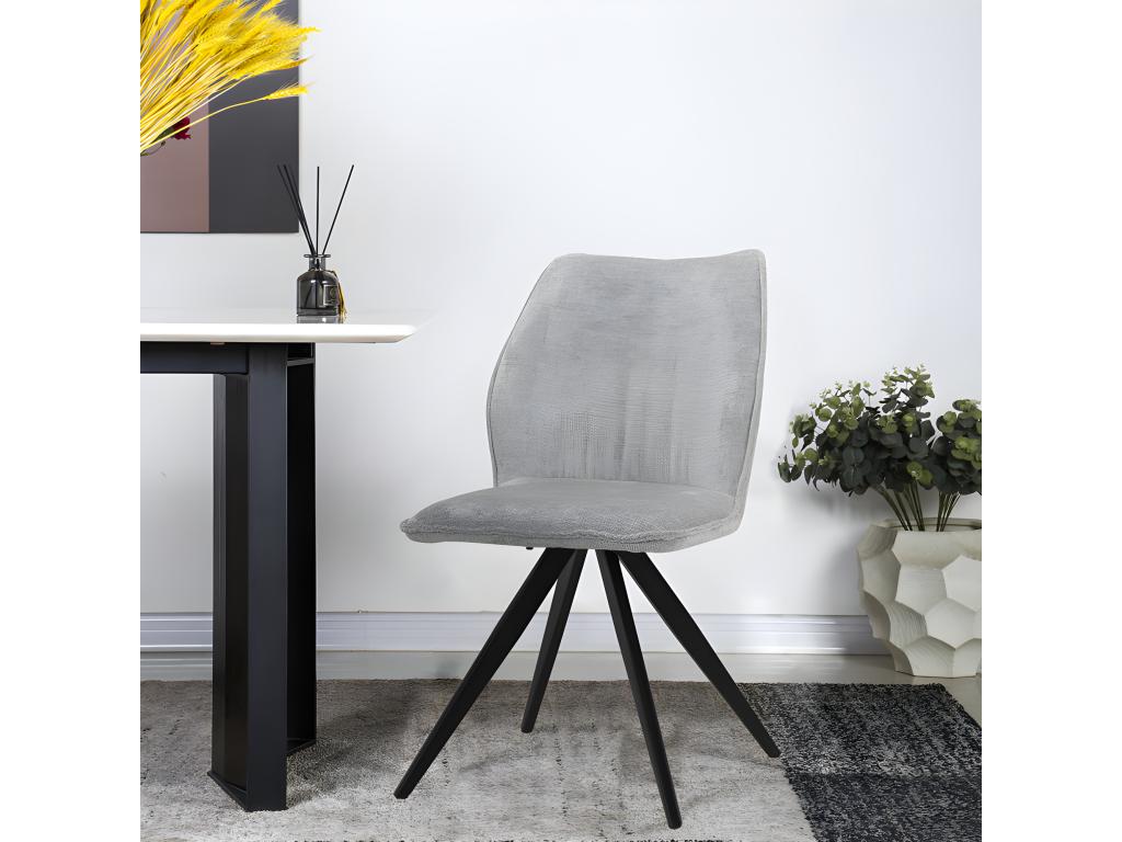 Chair in soft grey velvet with black metal cross base - Nidchicshop 91641SKYX