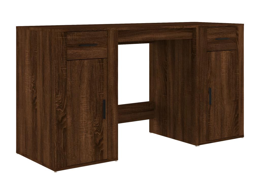 Desk with cabinet, brown oak engineered wood, 73586AJJX