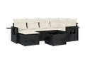 7-piece garden furniture set with cushions, black resin wicker, 82473KRDN