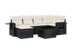 7-piece garden furniture set with cushions, black resin wicker, 82473KRDN
