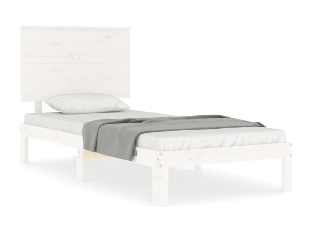 Bed frame with white headboard, 90x200 cm, solid wood, 48094KINH