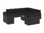 13-piece garden furniture set with cushions, black wicker resin, 43652BXAT