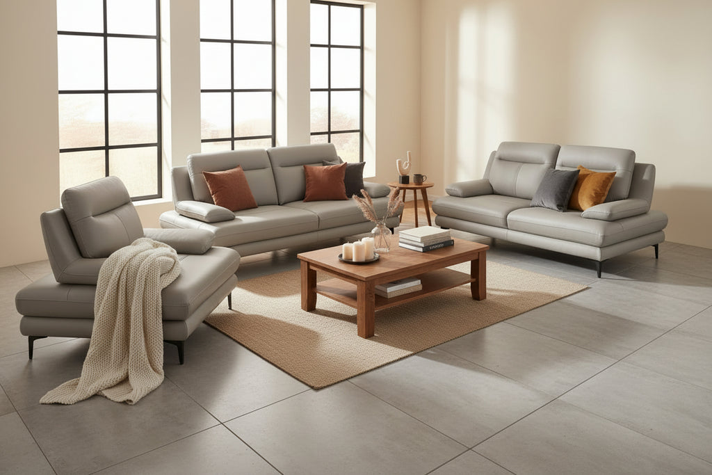 Nidchicshop Beige Leather Designer Armchair with Adjustable Backrest 86539HIPI