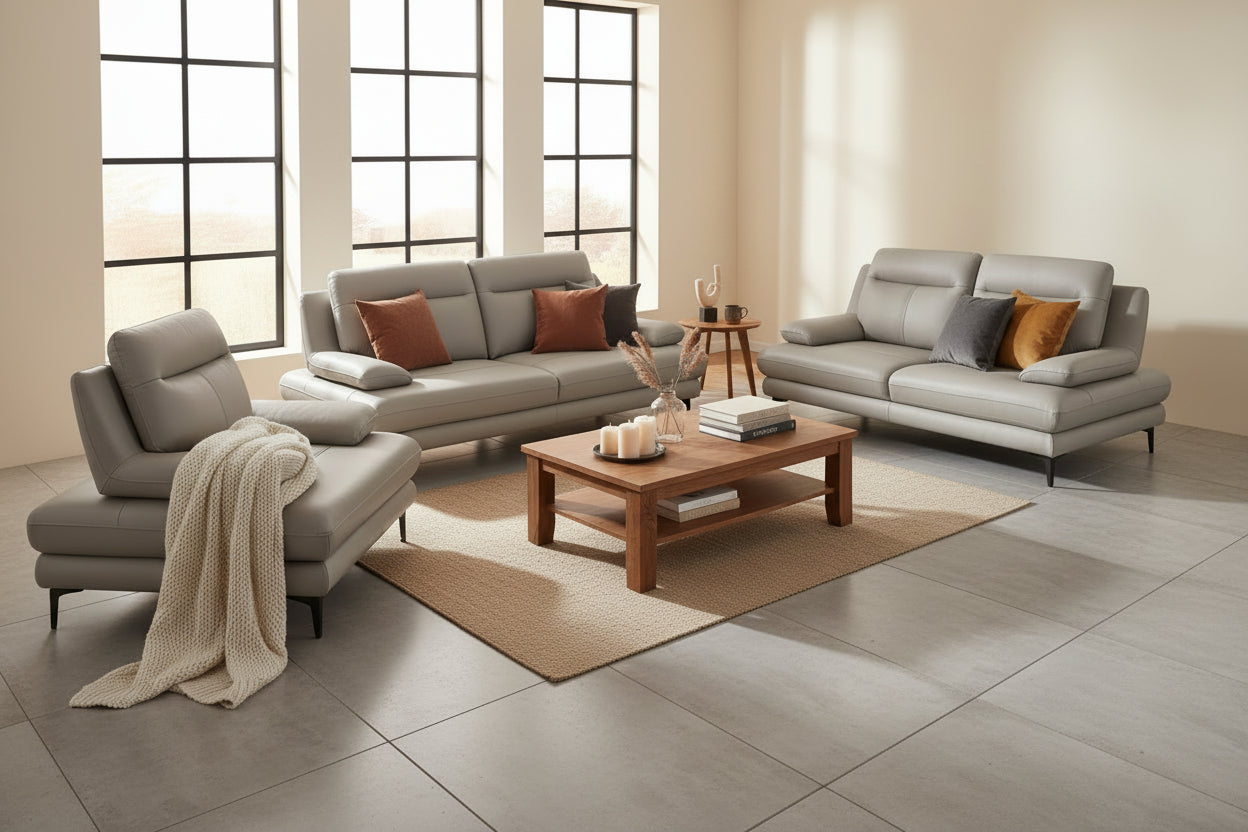 Nidchicshop Beige Leather Designer Armchair with Adjustable Backrest 86539HIPI