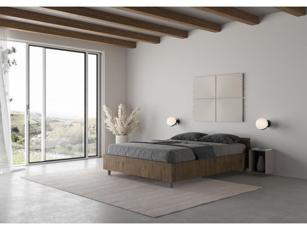 Nidchicshop 63903QMVT Double Bed with Storage 140x200cm Walnut