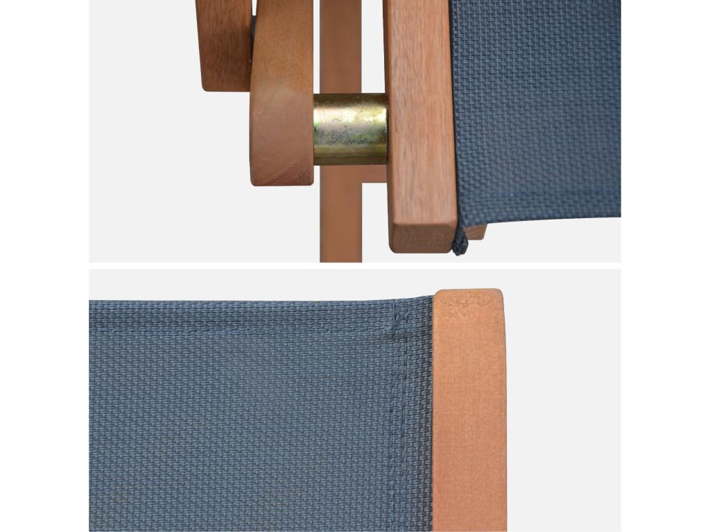 Garden armchairs in wood and textilene - Nidchicshop Anthracite Grey - 2 folding armchairs in oiled eucalyptus wood and textilene 24719NVNL