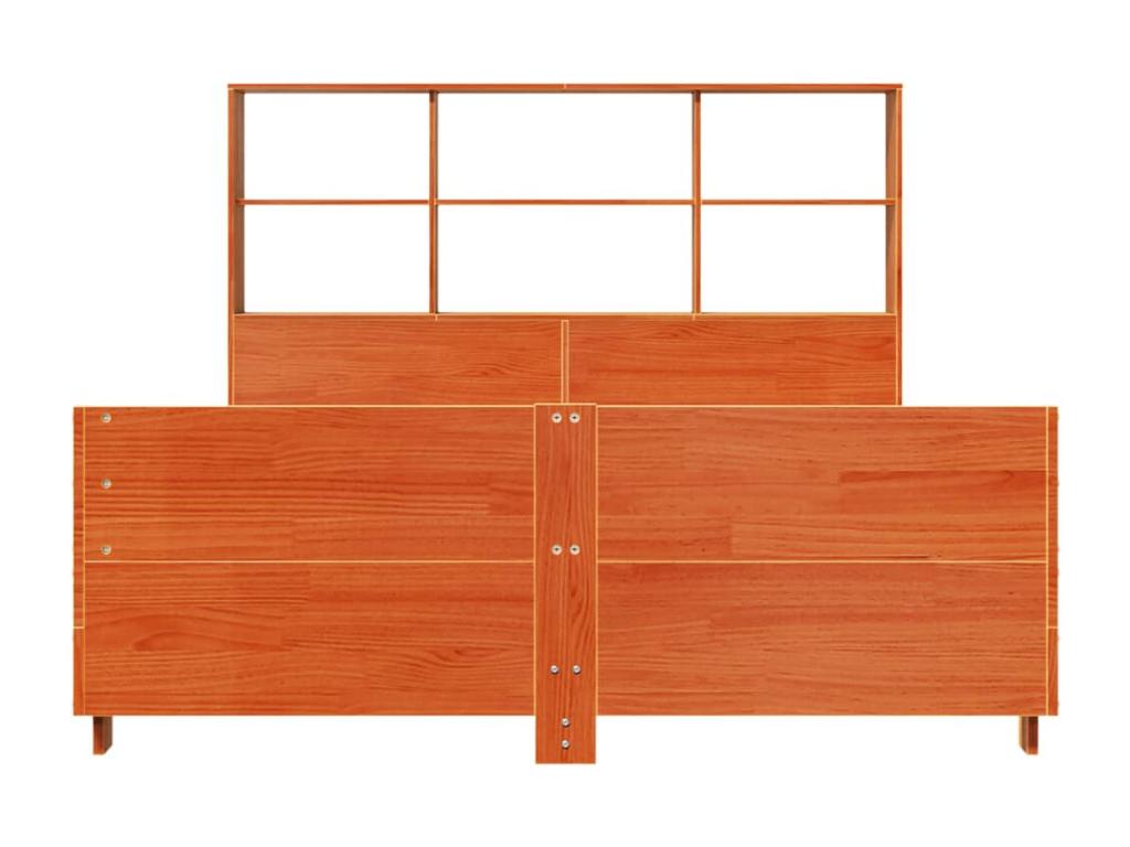 Bed frame without mattress, brown wax finish, 135x190cm, solid pine wood, 94681ZLKP
