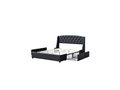 Calmetop - Sturdy and Comfortable 140x190 Bed with Slatted Base, 4 Drawers, Headboard, Black, 4 cm Legs - 13 cm Wide 09243WHAL