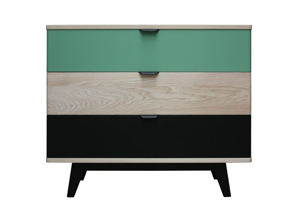 Chest of drawers in solid bleached and lacquered ash with 3 drawers - 100W x 46D 57269RONO