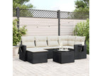 7-piece garden furniture set with cushions, black resin wicker, 82473KRDN