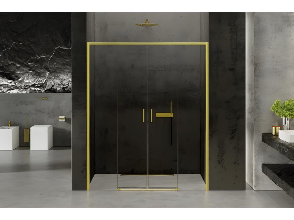 Gold 160cm sliding shower door with 4 panels Nidchicshop 42997TNAP