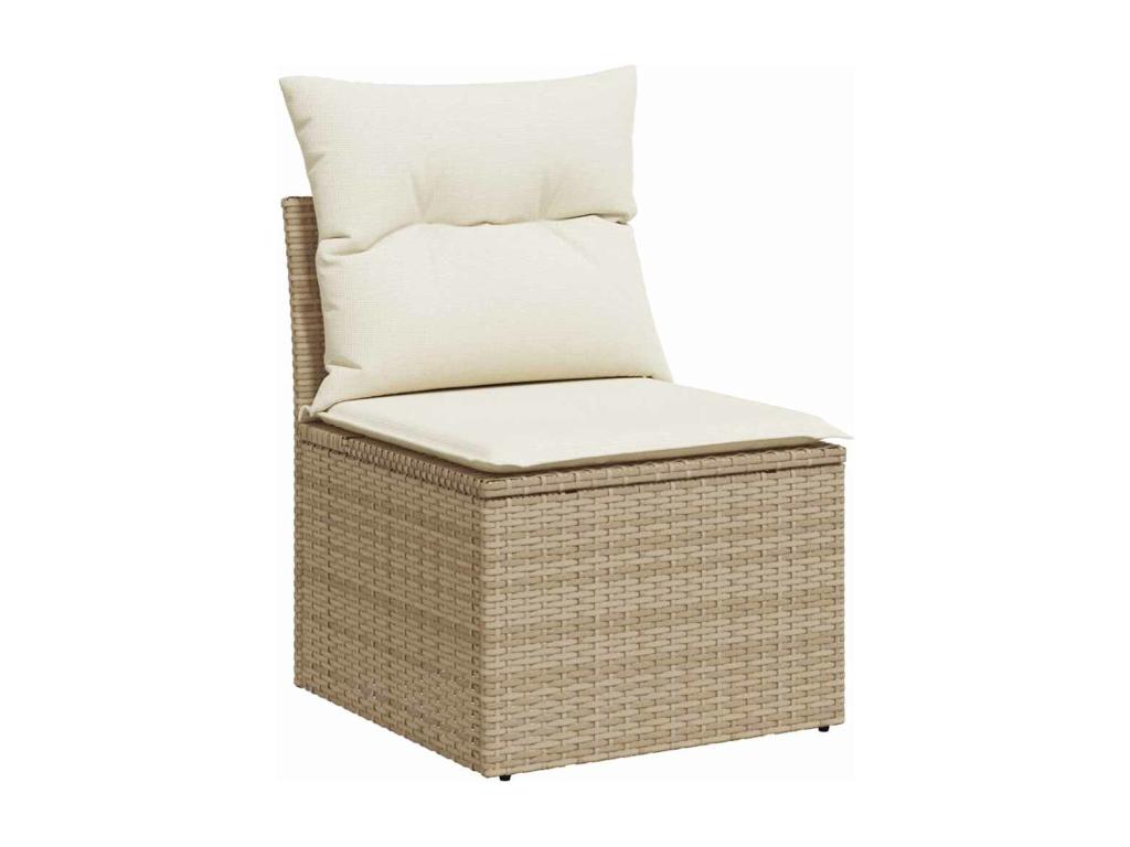 6-piece garden furniture set with cushions, beige wicker resin, 98221MUZW