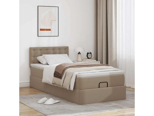 Nidchicshop bed frame and cappuccino mattress 90x190 cm faux leather 99539CCSE