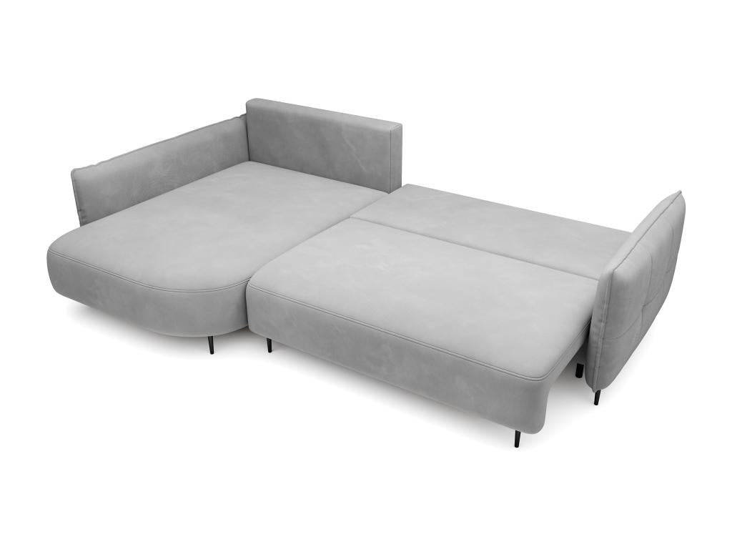 Corner sofa - with L-shaped sleeping function and storage compartment - grey velvet - left-hand side - Calmetop 43791IYTY