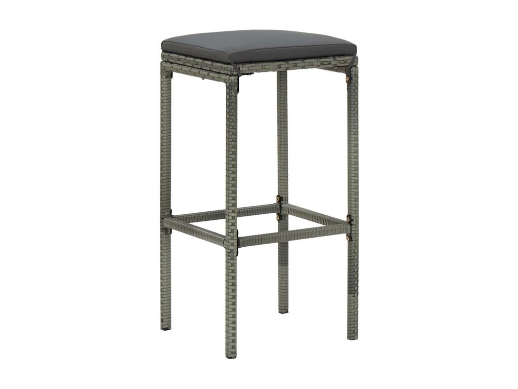 7-piece garden bar set and cushions, Grey Wicker Resin 80414DXUU
