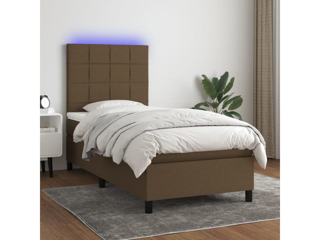 Nidchicshop bed base and mattress with LED lighting, Dark Brown, 90x200cm, 47180TCZI