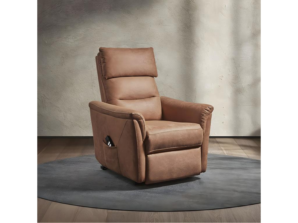 Calmetop - Calmetop Electric Reclining Armchair, Cognac Fabric 16486PVOT