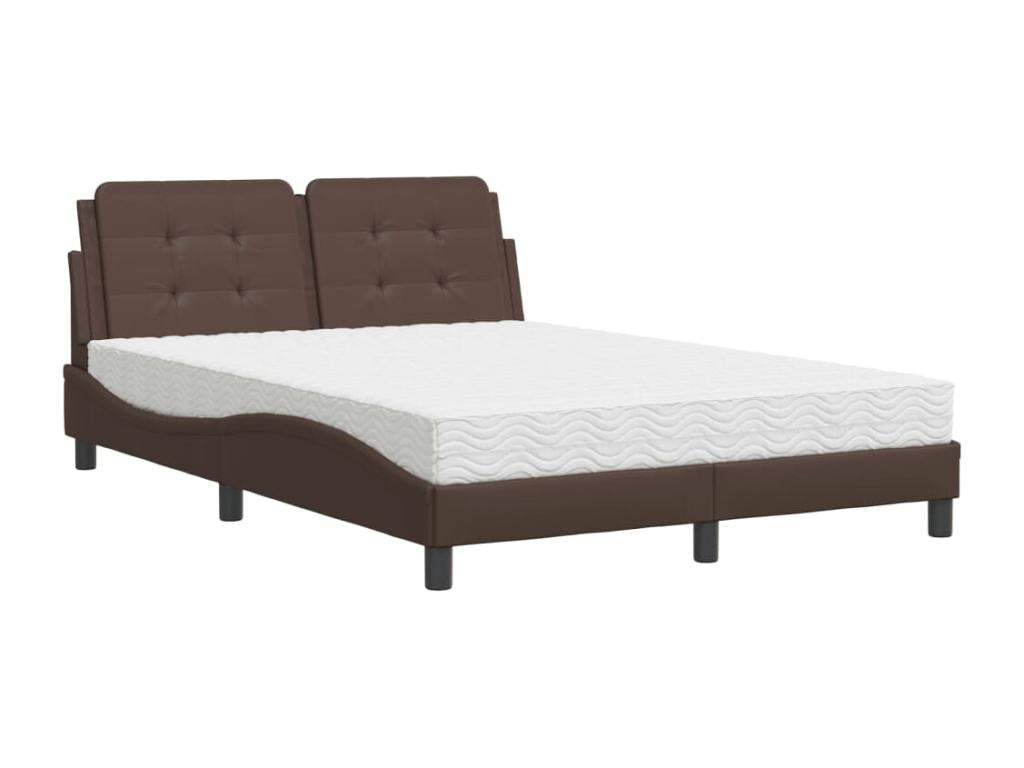 Bed with brown mattress 140x200 cm faux leather 52074JYHF