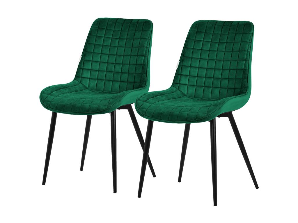 Set of 2 Dark Green Velvet Upholstered Dining/Kitchen Chairs 83969WDVC
