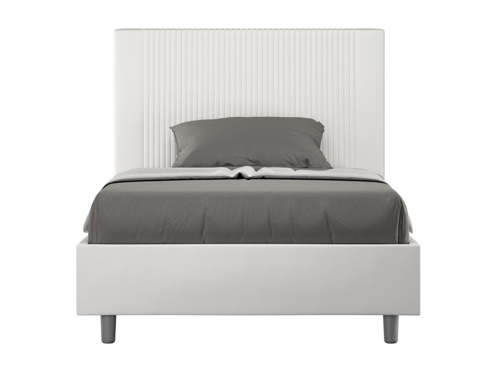 Single bed with upholstered slatted base 120x190 white faux leather Nidchicshop 58491HVFB