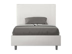 Single bed with upholstered slatted base 120x190 white faux leather Nidchicshop 58491HVFB