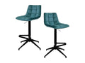 Set of 2 Calmetop 16522OIVN Swivel Bar Stools with Checkered Velvet Lagoon Pattern
